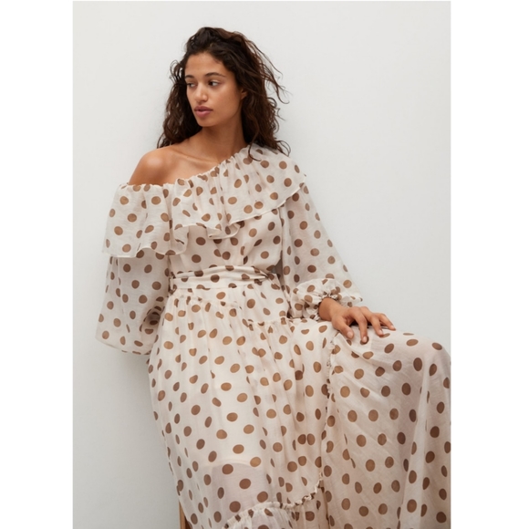 🔥Last 1🔥MANGO polka-dot ruffle maxi dress - Picture 12 of 16